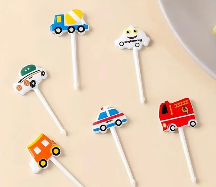 Mini Vehicles Food Picks 6 Pcs