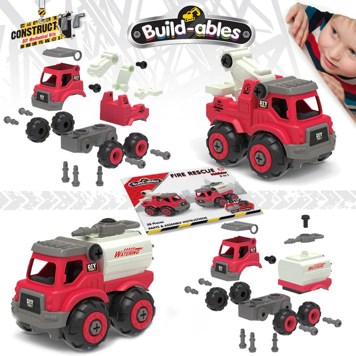 Build - ables - Fire Rescue Vehicles 2 in 1 - #HolaNanu#NDIS #creativekids