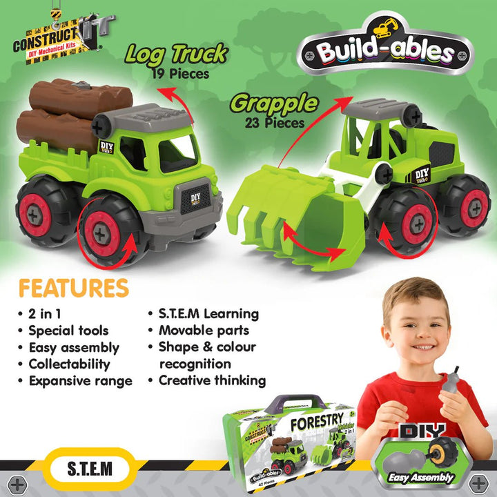 Build - ables - Forestry Vehicles 2 in 1 - #HolaNanu#NDIS #creativekids