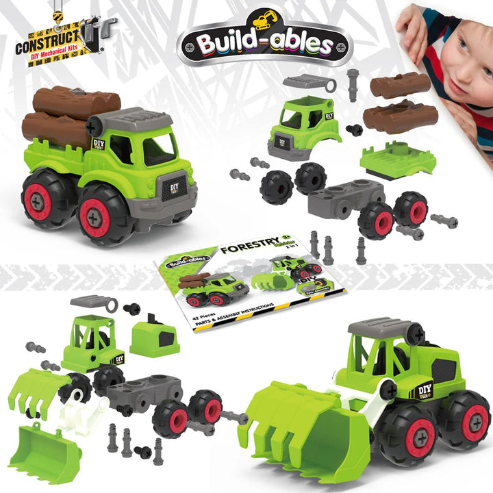 Build - ables - Forestry Vehicles 2 in 1 - #HolaNanu#NDIS #creativekids