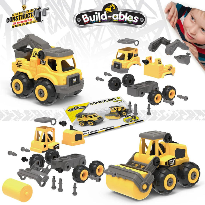 Build - ables - Roadworks Vehicles 2 in 1 - #HolaNanu#NDIS #creativekids