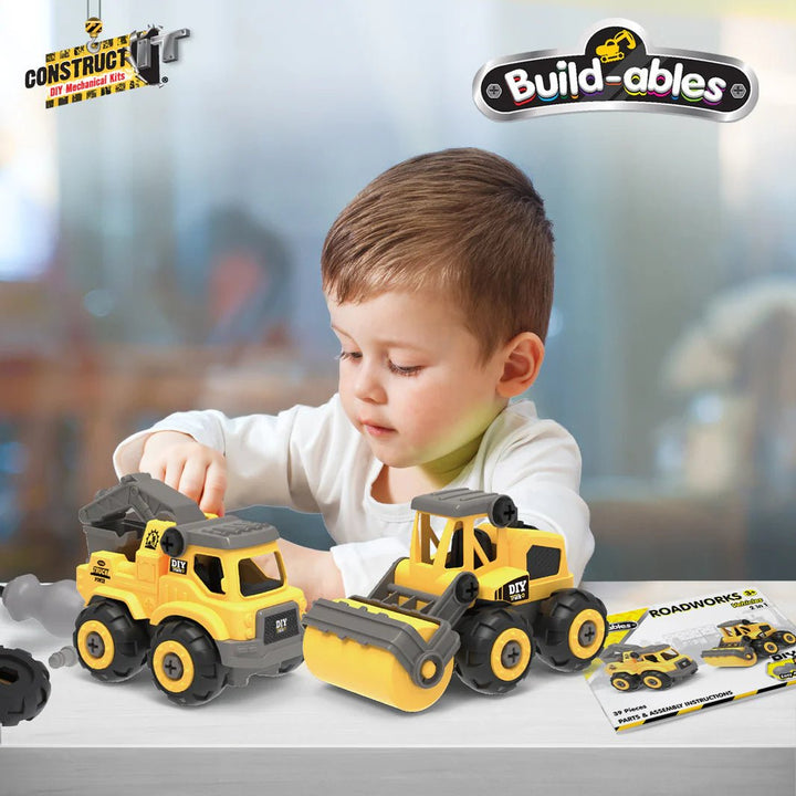Build - ables - Roadworks Vehicles 2 in 1 - #HolaNanu#NDIS #creativekids