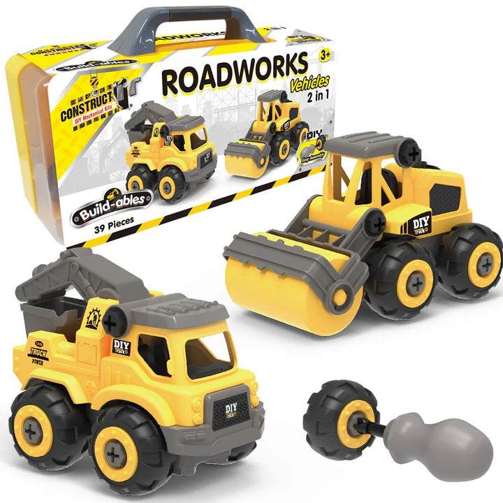 Build - ables - Roadworks Vehicles 2 in 1 - #HolaNanu#NDIS #creativekids