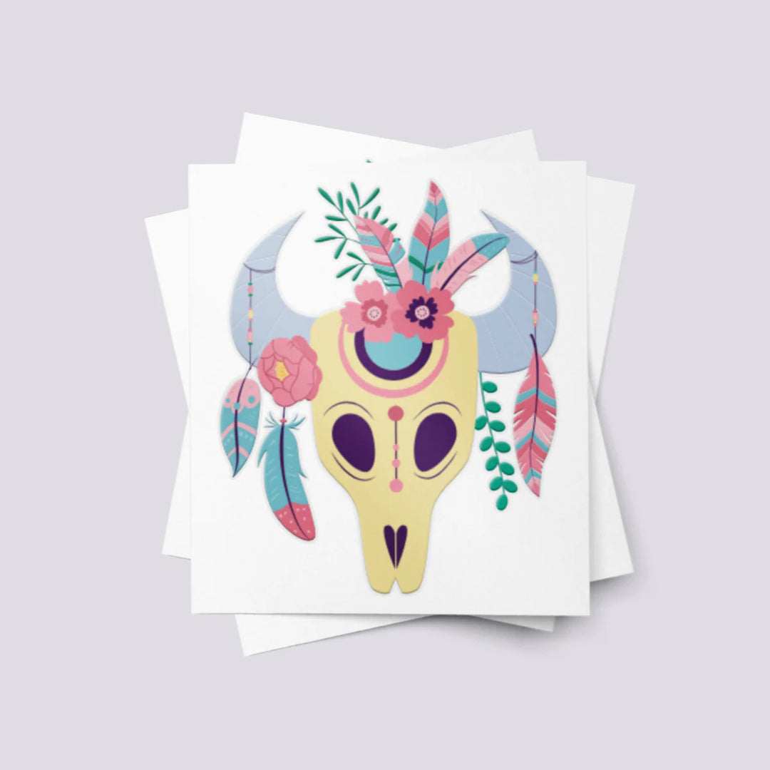 Ducky Street Boho Skull Temporary Tattoos