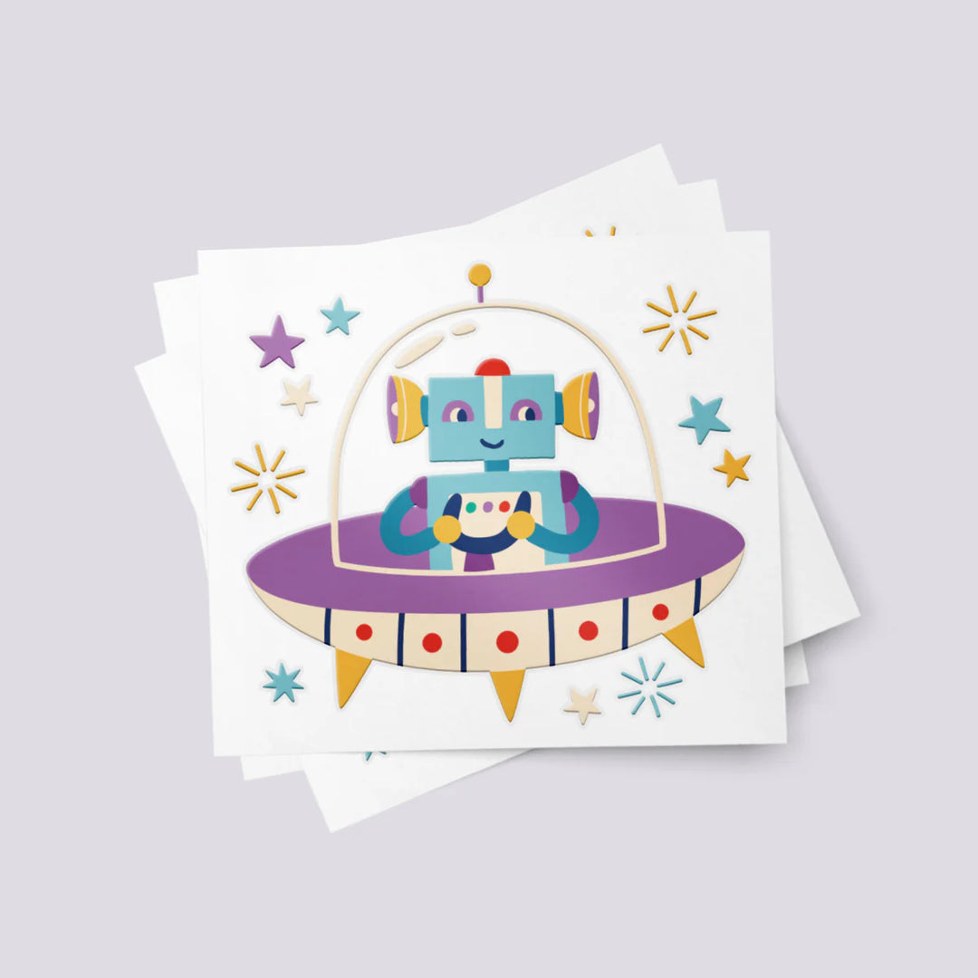 Ducky Street Space Robot Temporary Tattoos