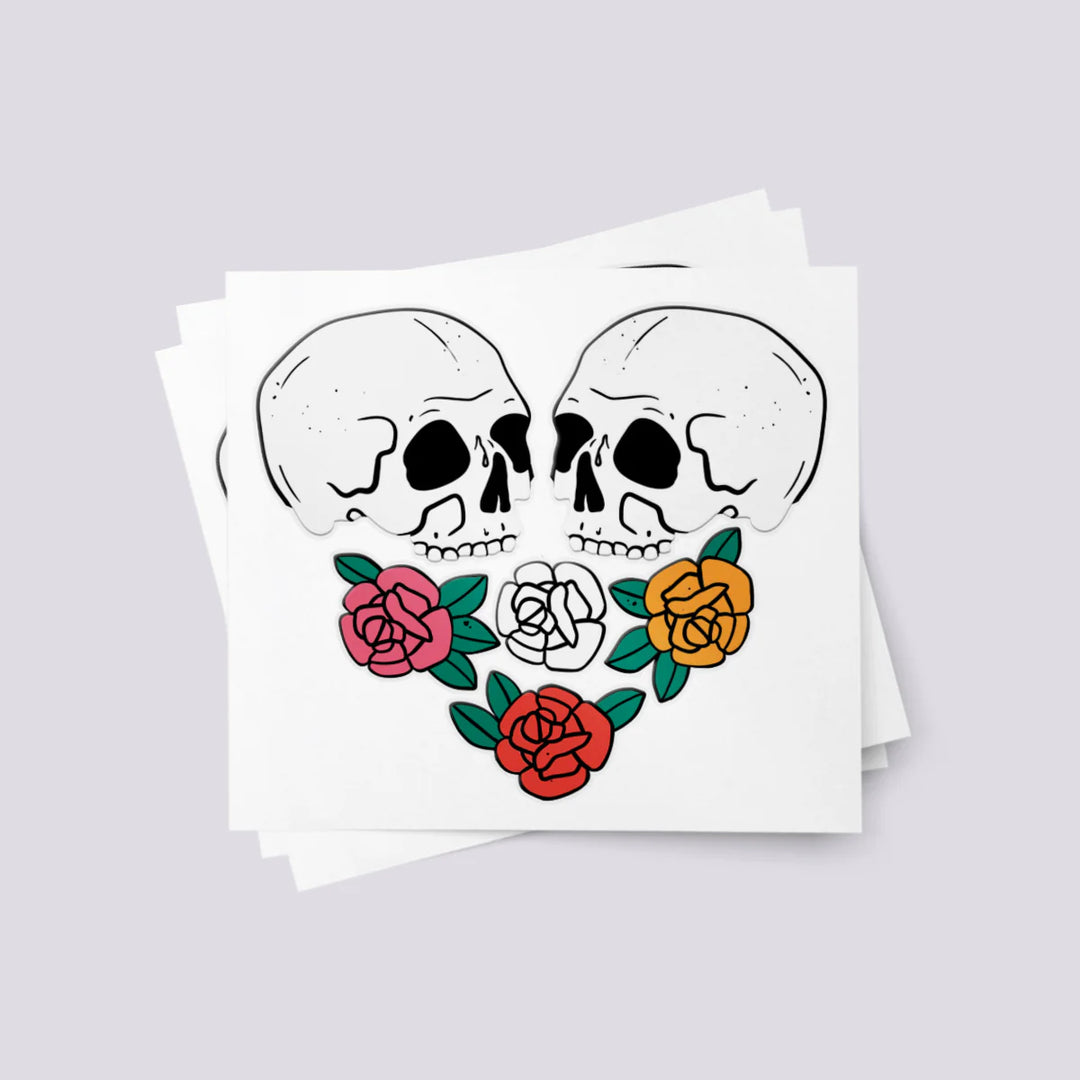 Ducky Street Love & Roses Skull Temporary Tattoos