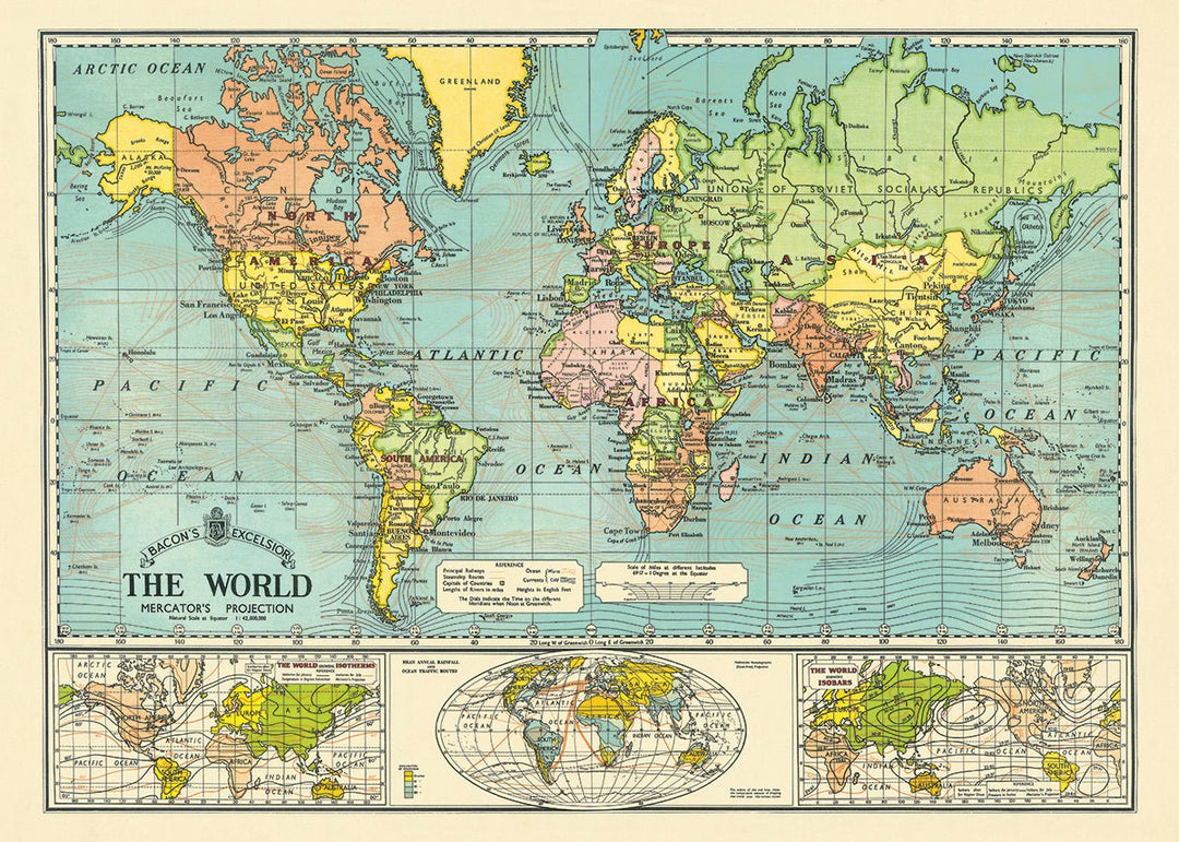 Cavallini Vintage poster - World Map P/U Only - #HolaNanu#NDIS #creativekids