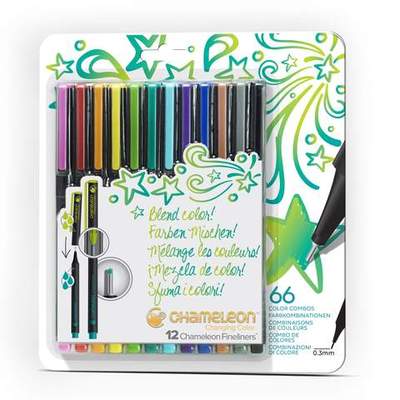 Chameleon Fineliner 12 Pen Bright Colours Set - #HolaNanu#NDIS #creativekids