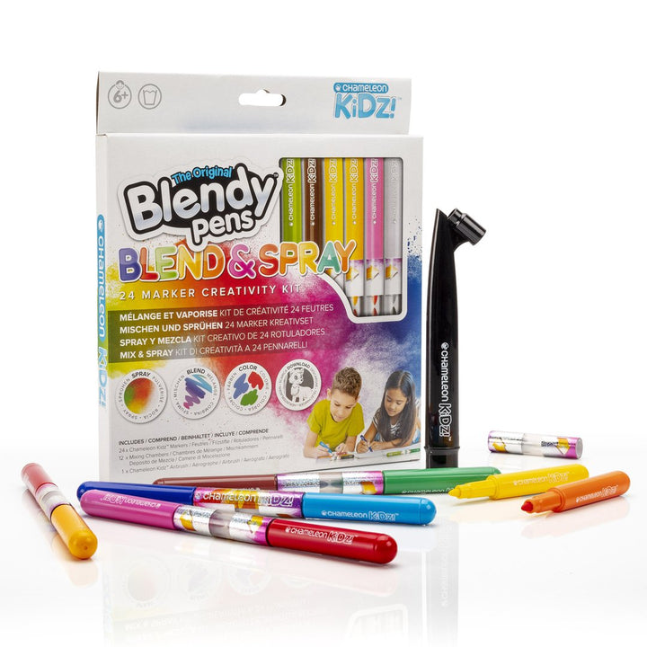 Chameleon Kidz™ Blend & Spray 24 Marker Creativity Kit - #HolaNanu#NDIS #creativekids