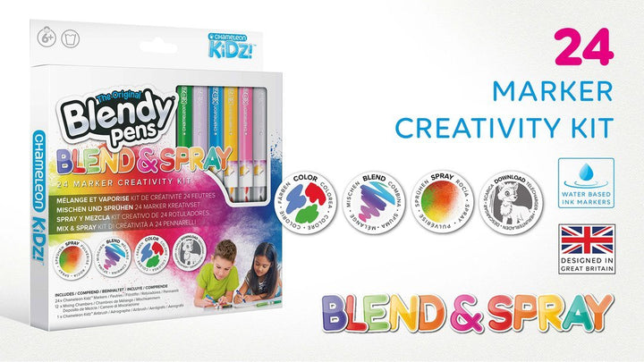 Chameleon Kidz™ Blend & Spray 24 Marker Creativity Kit - #HolaNanu#NDIS #creativekids