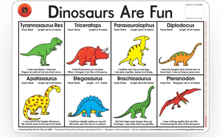 Dinosaurs Are Fun Placemat - #HolaNanu#NDIS #creativekids