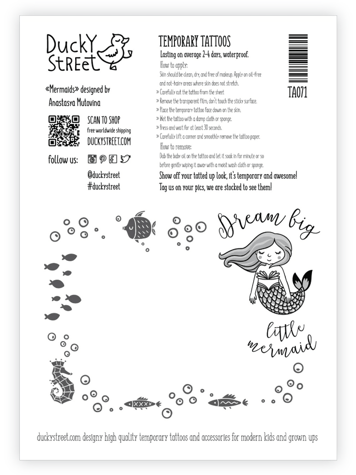Ducky Street Mermaids Temporary Tattoos - #HolaNanu#NDIS #creativekids