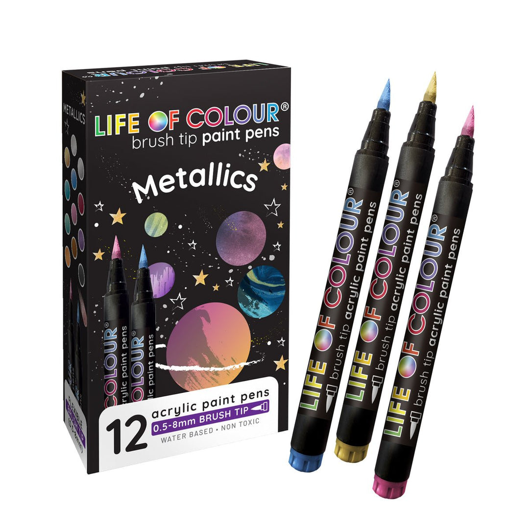 Life Of Colour Brush Tip Acrylic Paint Pens - Metallics - #HolaNanu#NDIS #creativekids