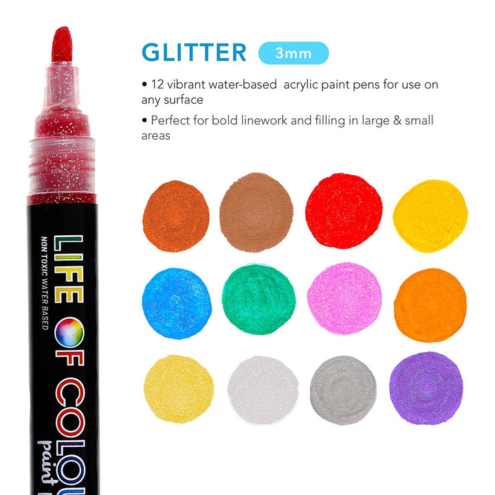 Life Of Colour Glitter Paint Pens - Medium Tip - #HolaNanu#NDIS #creativekids