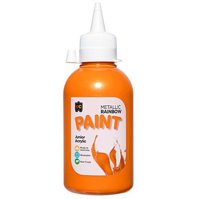 Metallic Rainbow Junior Acrylic 250ml - Orange - #HolaNanu#NDIS #creativekids