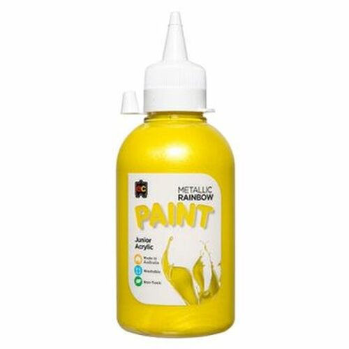 Metallic Rainbow Junior Acrylic 250ml - Yellow - #HolaNanu#NDIS #creativekids