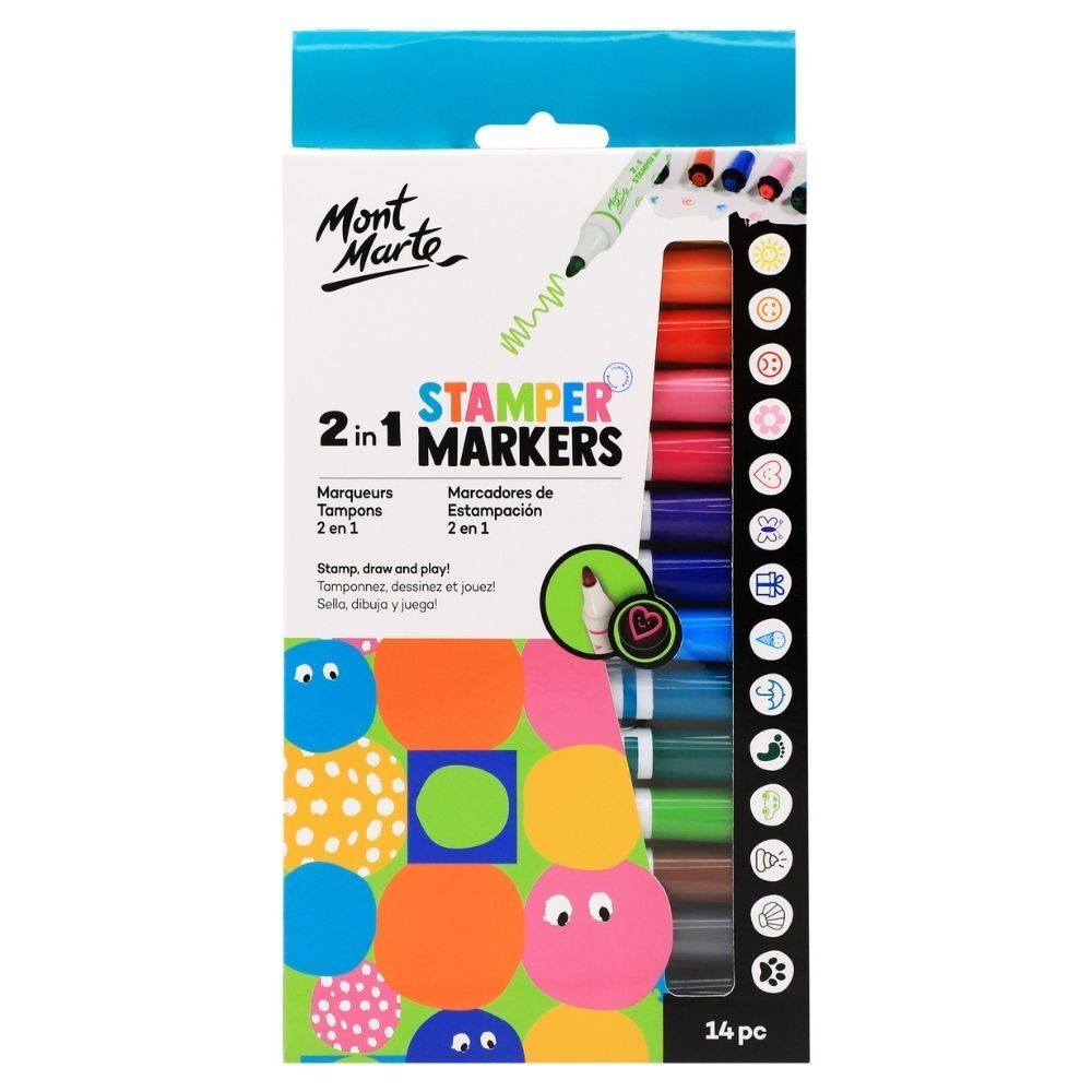 Mont Marte 2 in 1 Stamper Markers 14pc - #HolaNanu#NDIS #creativekids