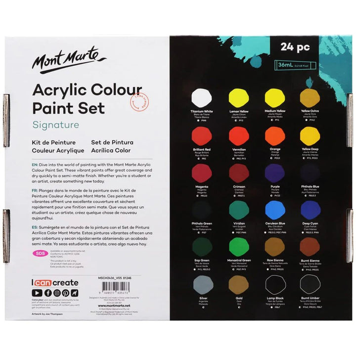 Mont Marte Acrylic Colour Paint Set Signature 24pc - #HolaNanu#NDIS #creativekids