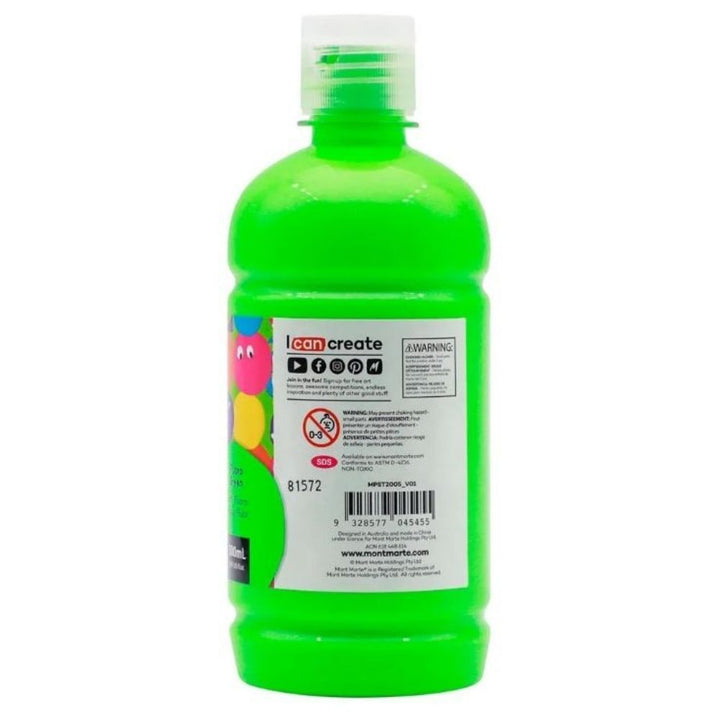 Mont Marte Fluoro Poster Paint 500ml - Green - #HolaNanu#NDIS #creativekids