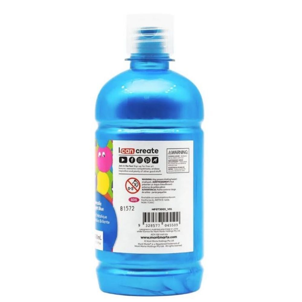Mont Marte Metallic Poster Paint 500ml - Bright Blue - #HolaNanu#NDIS #creativekids