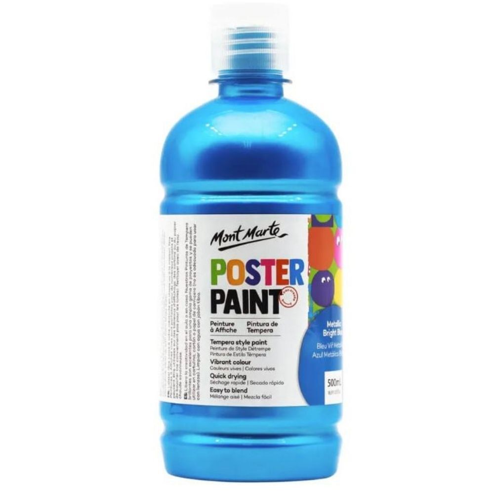 Mont Marte Metallic Poster Paint 500ml - Bright Blue - #HolaNanu#NDIS #creativekids
