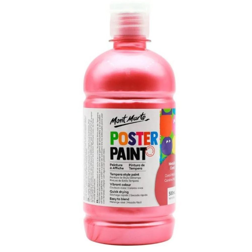 Mont Marte Metallic Poster Paint 500ml - Coral - #HolaNanu#NDIS #creativekids