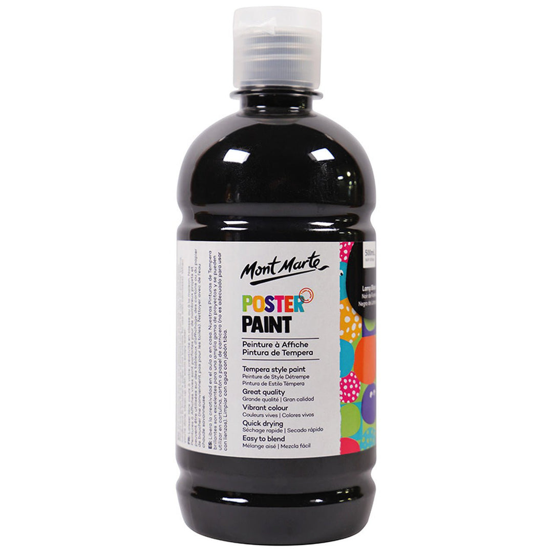 Mont Marte Poster Paint 500ml - Lamp Black - #HolaNanu#NDIS #creativekids