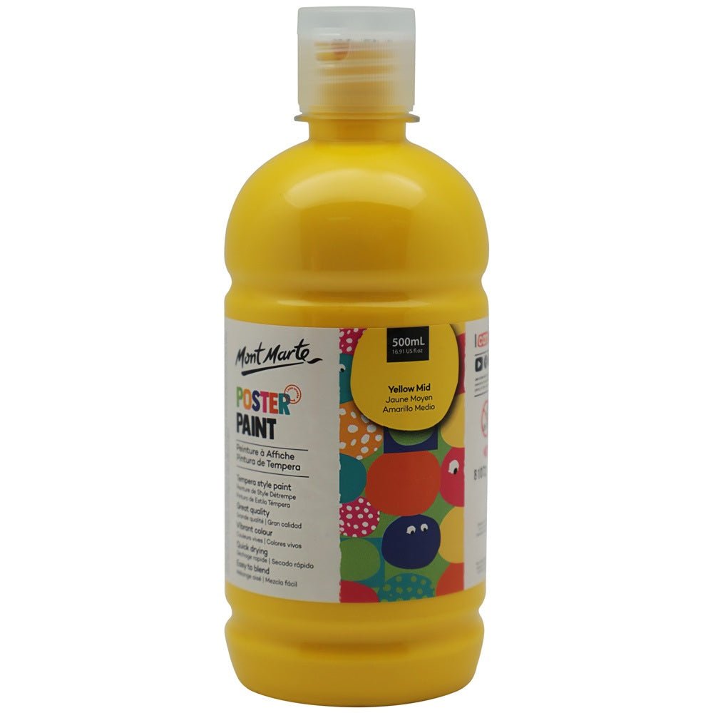 Mont Marte Poster Paint 500ml - Yellow Mid - #HolaNanu#NDIS #creativekids