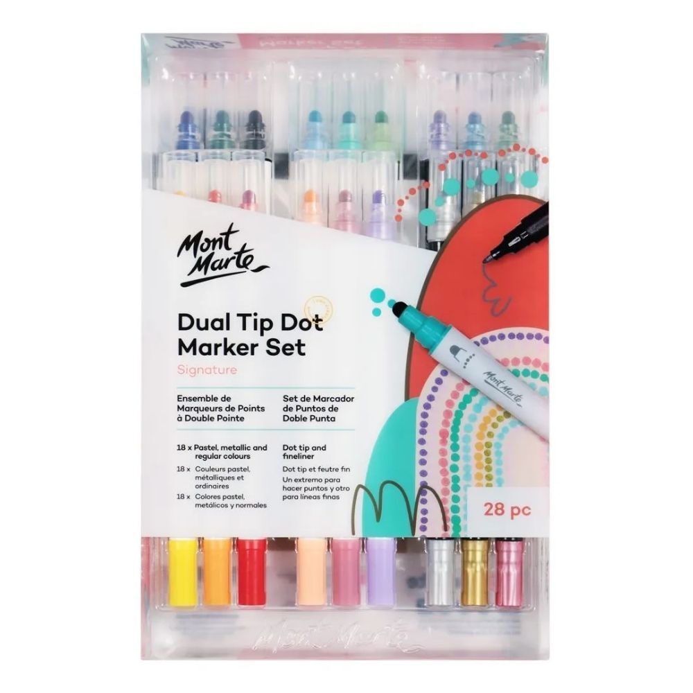 Mont Marte Signature Dual Tip Dot Marker Set 28pc - #HolaNanu#NDIS #creativekids