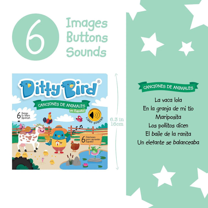 NEW Ditty Bird Canciones De Animales Board Book - Spanish Animals Songs - #HolaNanu#NDIS #creativekids