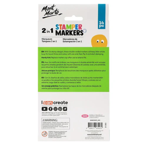 Mont Marte 2 in 1 Stamper Markers 14 Pcs