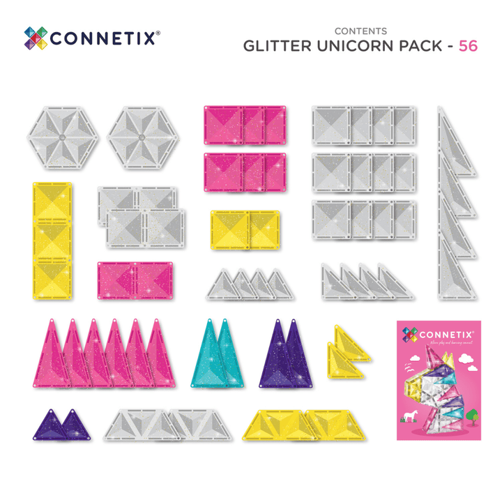 Connetix Tiles Glitter Unicorn Pack 56pc