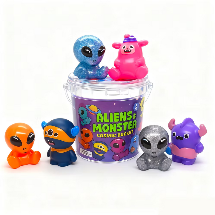 Aliens & Monsters Cosmic Bucket  - Kids Bath & Water Play Set (6 Pcs)