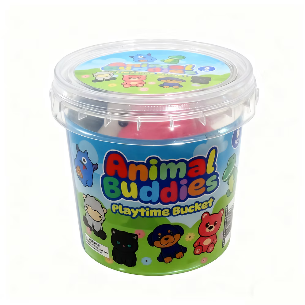 Animal Buddies Playtime Bucket - Kids Bath & Water Play Set (6 Pcs)