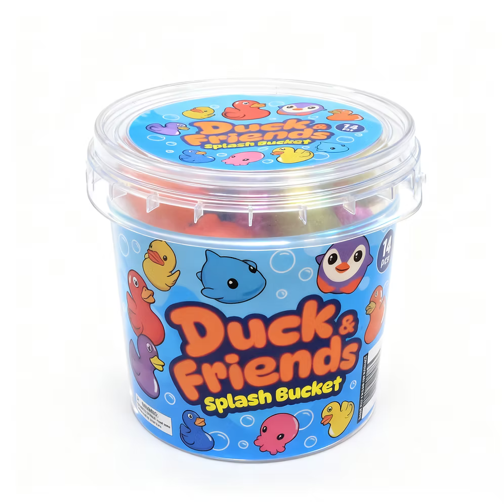 Duck & Friends Splash Bucket - Kids Bath & Water Play Set (14 Pcs)