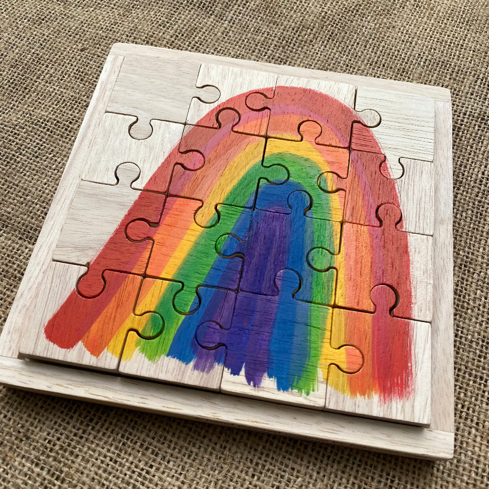 Papoose Wooden Bright Rainbow Puzzle - 16 pc