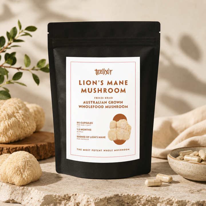 Teelixir Australian-grown, freeze-dried wholefood Lion’s Mane mushrooms