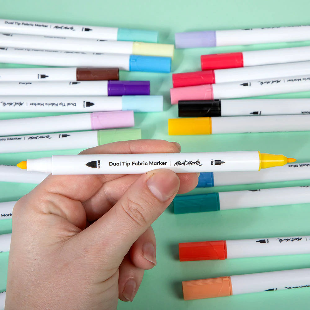 Mont Marte Dual Tip Fabric Markers 24 Pcs