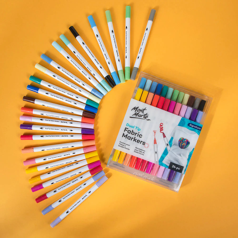 Mont Marte Dual Tip Fabric Markers 24 Pcs