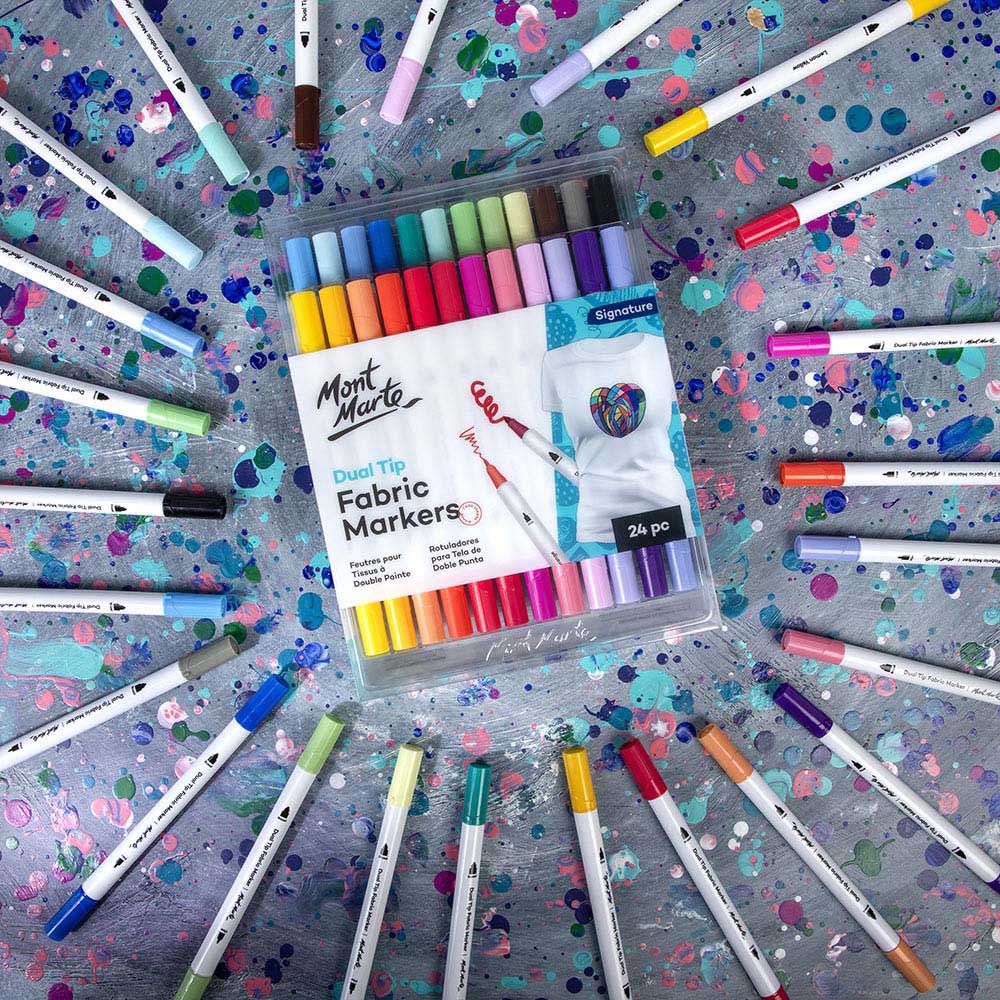 Mont Marte Dual Tip Fabric Markers 24 Pcs