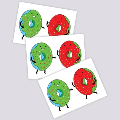 Ducky Street Christmas Donuts Temporary Tattoos