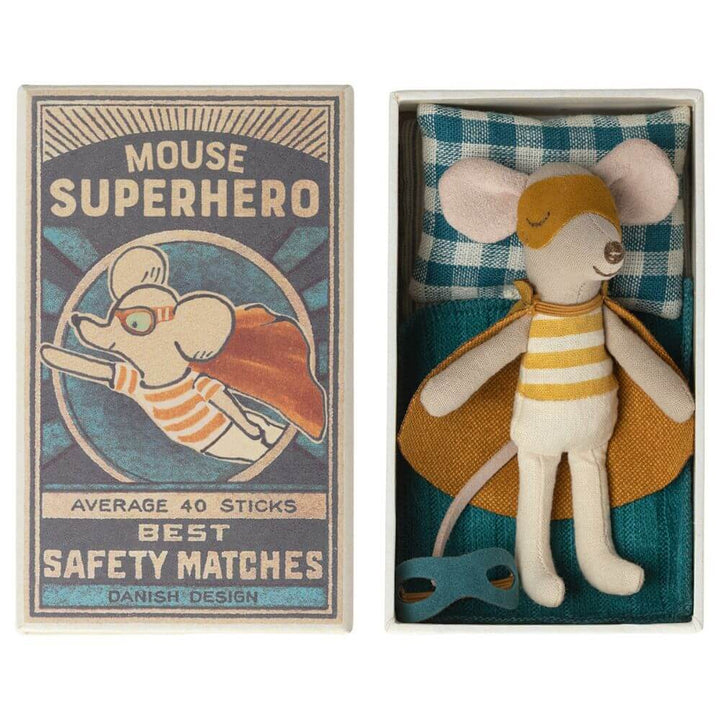 Maileg Super Hero Mouse In Matchbox