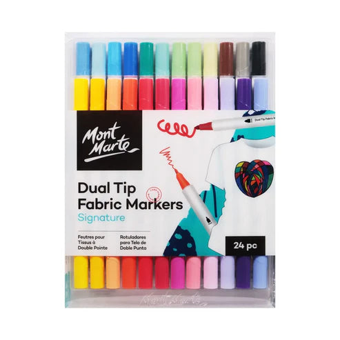 Mont Marte Dual Tip Fabric Markers 24 Pcs