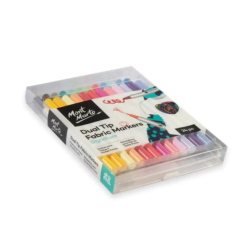 Mont Marte Dual Tip Fabric Markers 24 Pcs