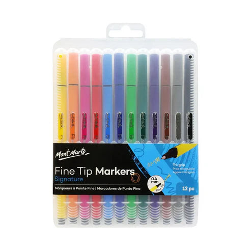 Mont Marte Fine Tip Markers 12 Pcs