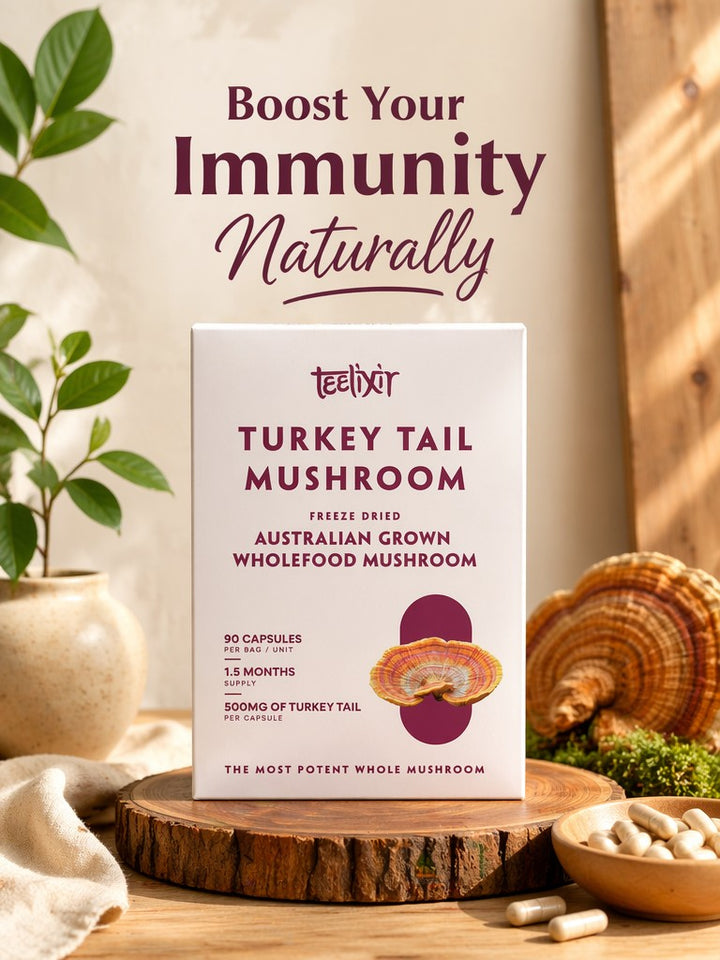 Teelixir Australian-grown, freeze-dried wholefood Turkey Tail Mushroom