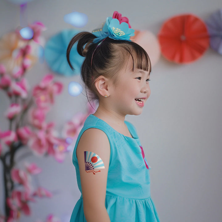 Ducky Street Japanese Fan Temporary Tattoos