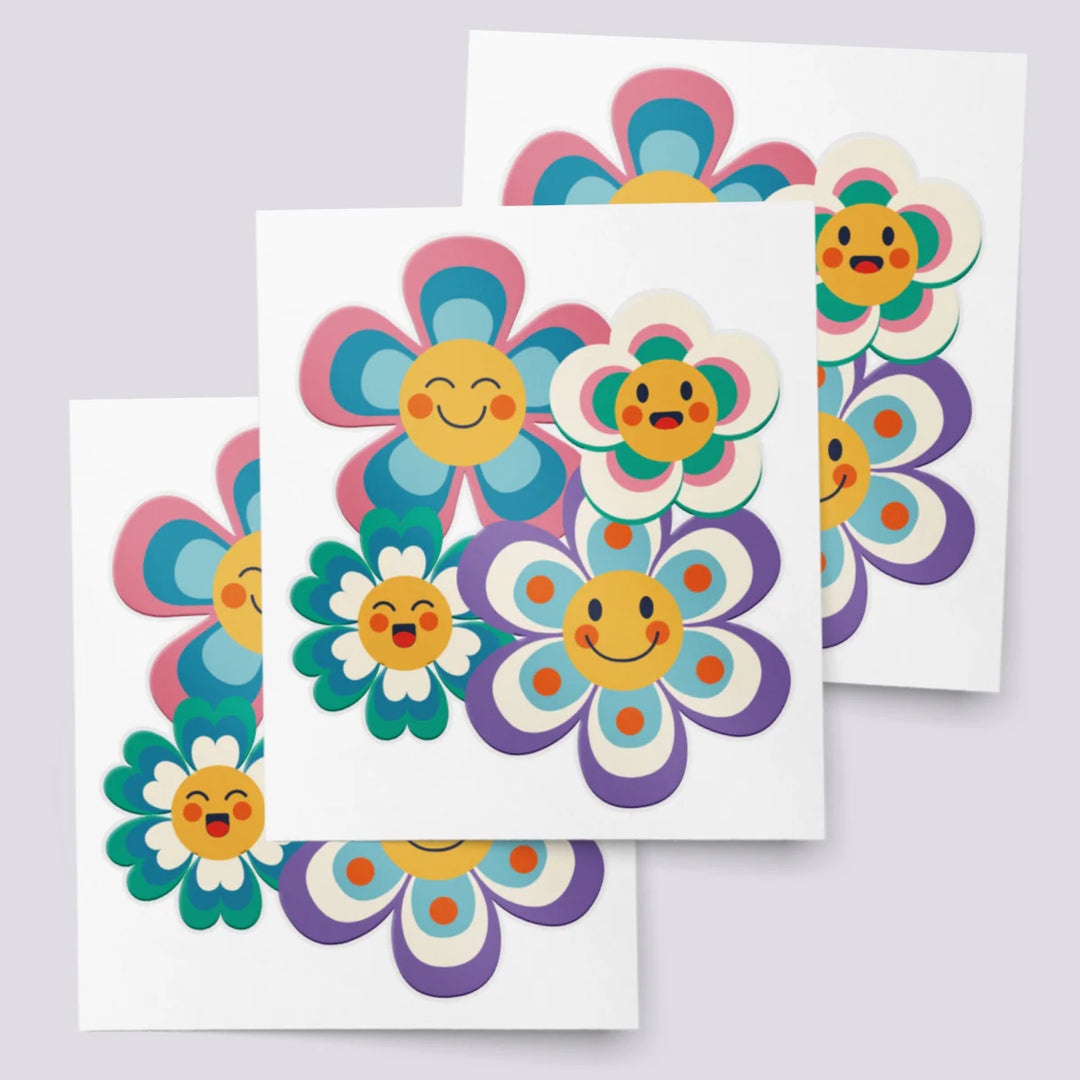 Ducky Street Groovy Flowers Temporary Tattoos