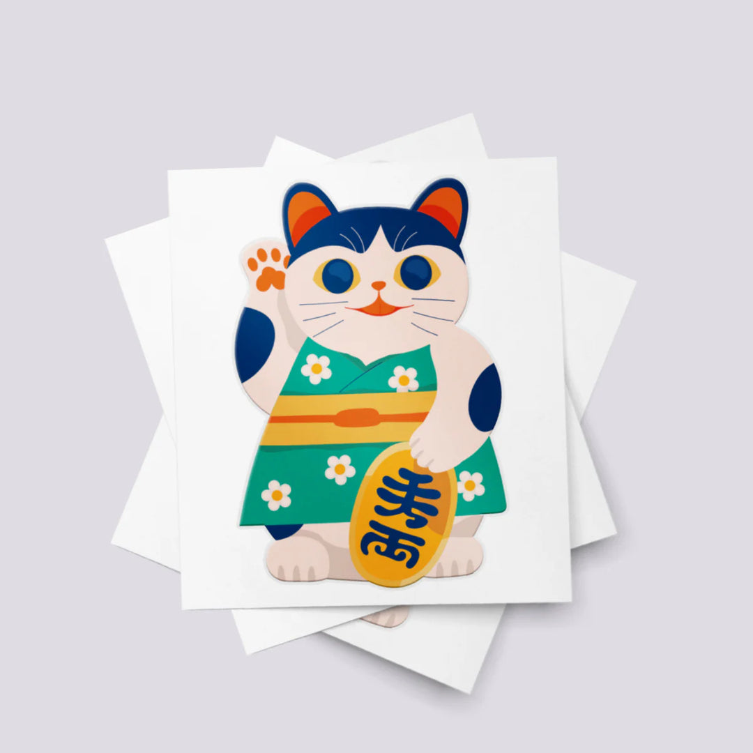 Ducky Street 1 Maneki Neko Temporary Tattoos