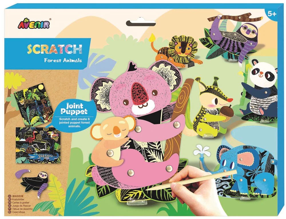 Avenir - Scratch Art Joint Puppets - Forest Animals - #HolaNanu#NDIS #creativekids